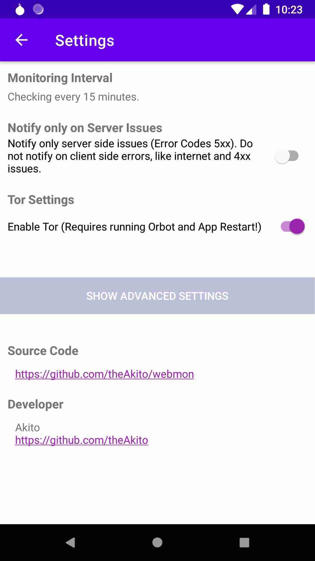 Webmon screenshot
